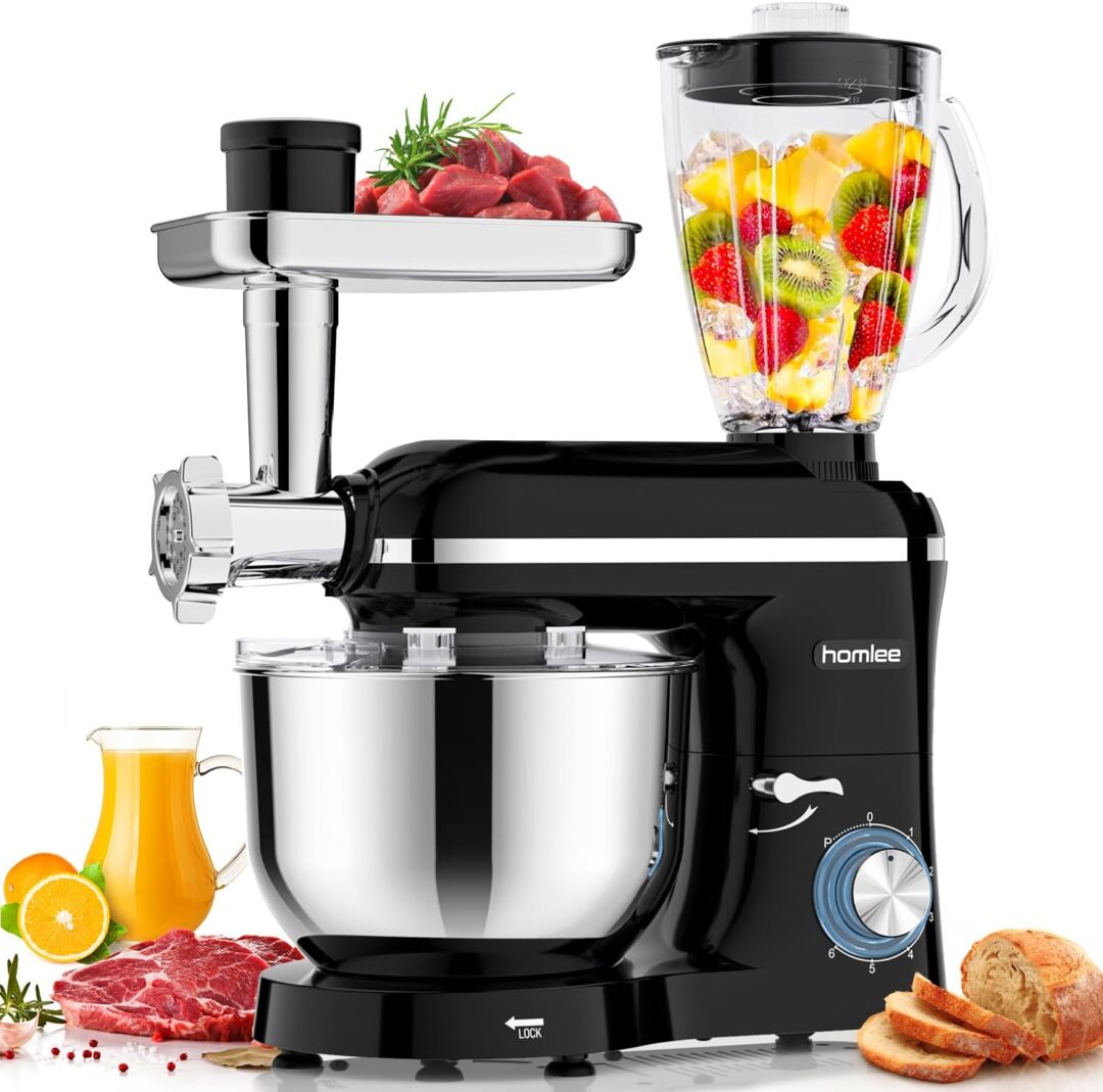Homlee 3 In 1 Robot De Cocina con Picadora De Carne y Batidora,2000W Amasadora Multifunción