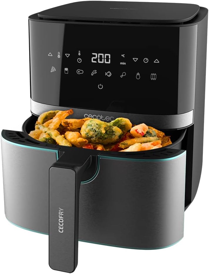 Cecotec Freidora sin Aceite de 5,5 L de Aire Caliente Cecofry Full InoxBlack 5500 Pro