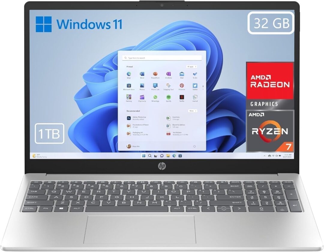 HP 15-fc0243ns - Ordenador portátil de 15.6" FHD (AMD Ryzen 7-7730U, 32 GB RAM, 1TB SSD